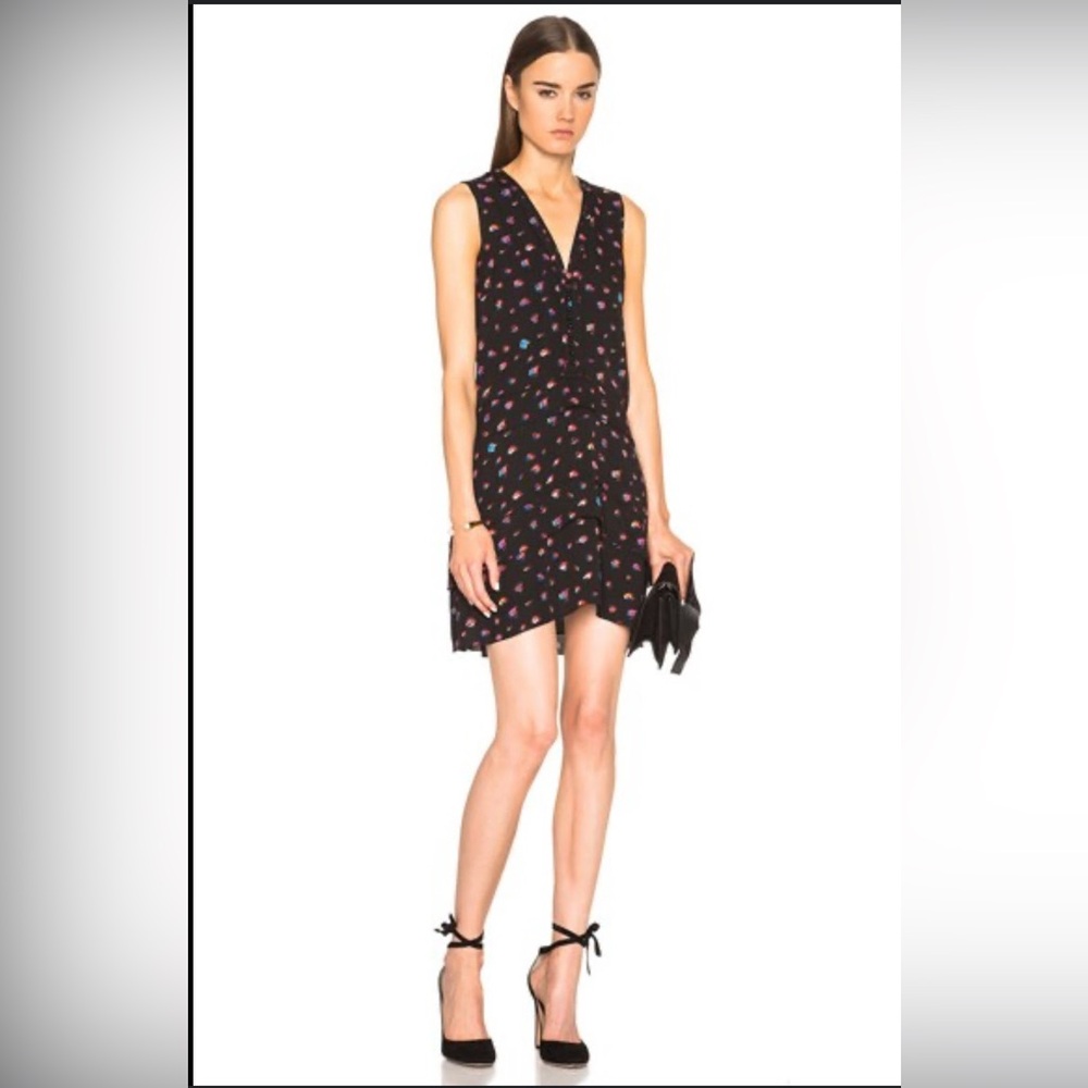 Black Sleeveless Dress with Multicolor Print